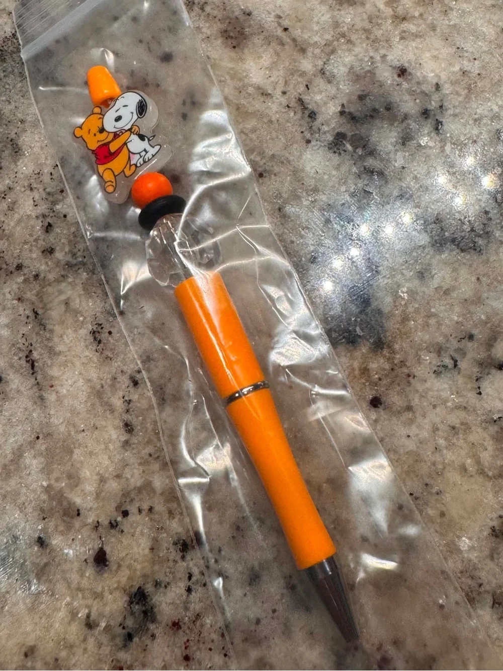 Hand Crafted Orange Novelty Pen with Cartoon Top